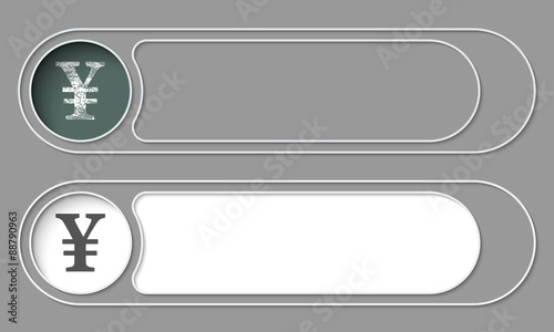 Set of two simple buttons and yen symbol