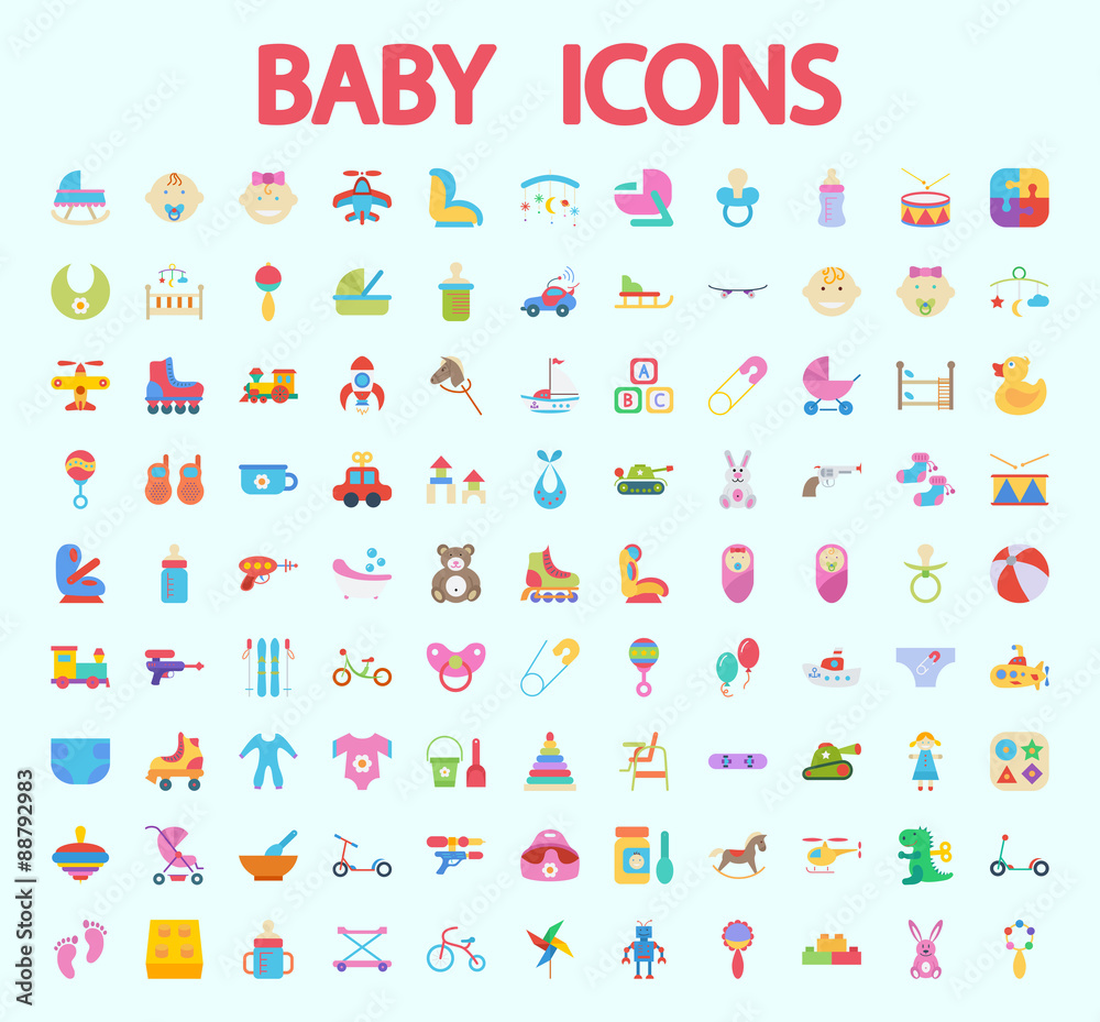 Baby flat vector icon set Baby flat vector icon set