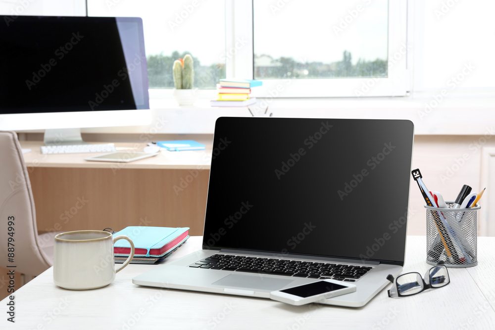 Workplace with computer in office Workplace with computer in office