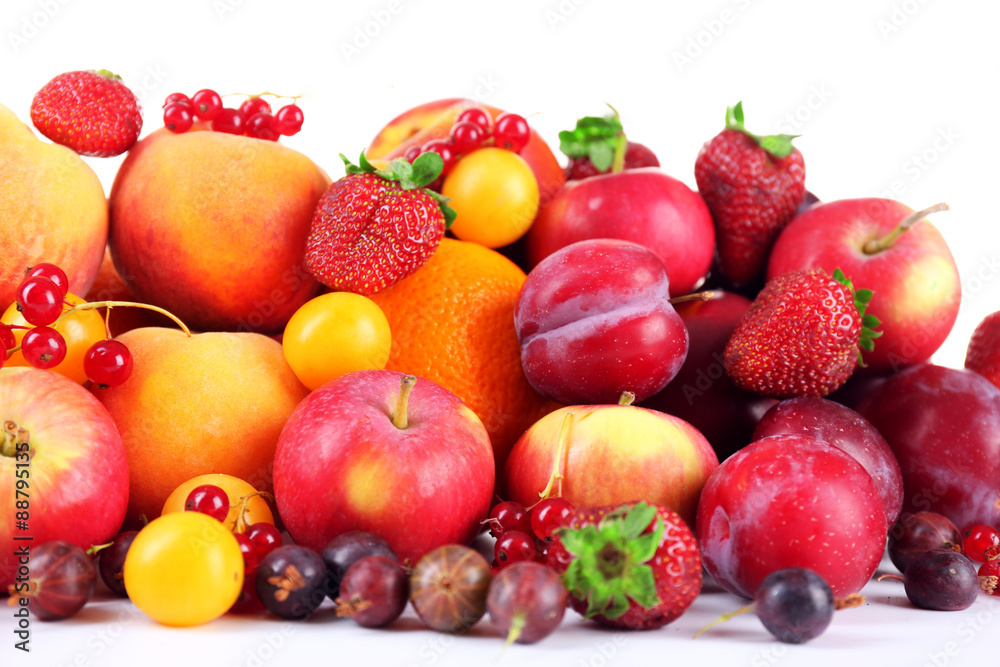 Heap of fresh fruits and berries close up Heap of fresh fruits and berries close up
