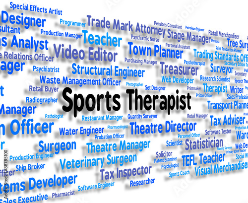 Sports Therapist Represents Physical Exercise And Clinicians photo