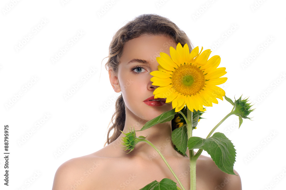 Bright portrait of a beautiful woman with perfect clean skin Bright portrait of a beautiful woman with perfect clean skin