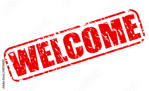 Welcome red stamp text