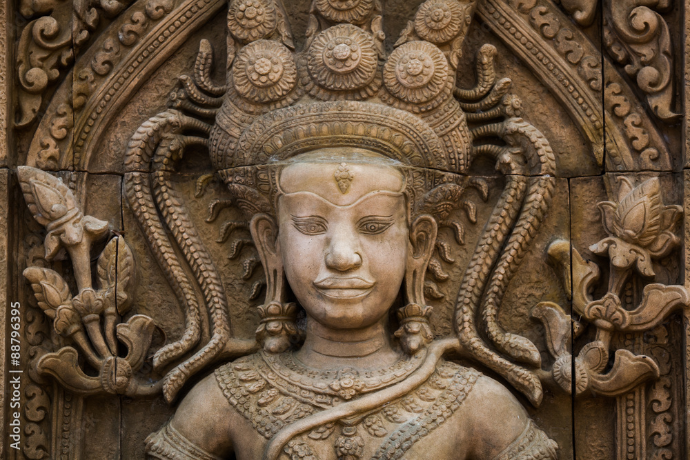 Old carving on the wall in a temple Old carving on the wall in a temple