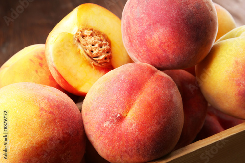 Fresh peaches, closeup