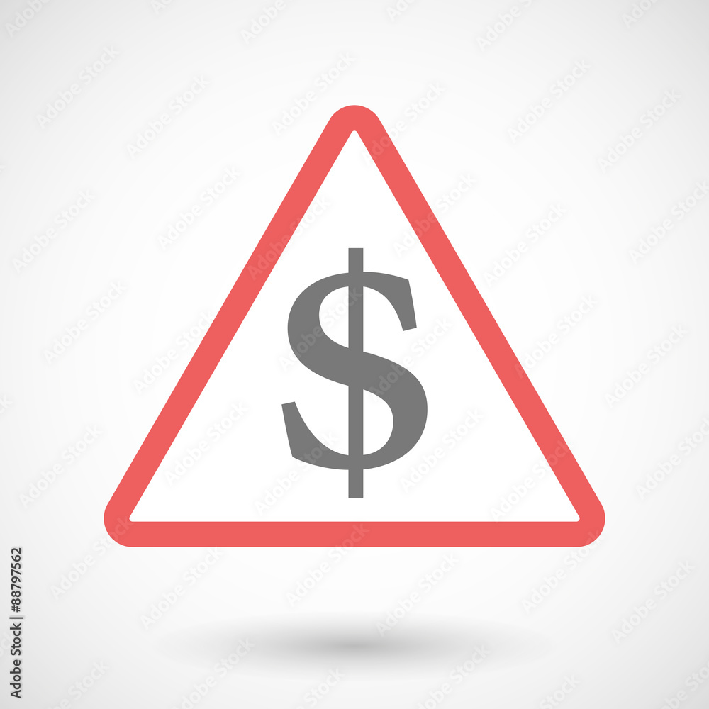 Warning signal with a dollar sign Warning signal with a dollar sign