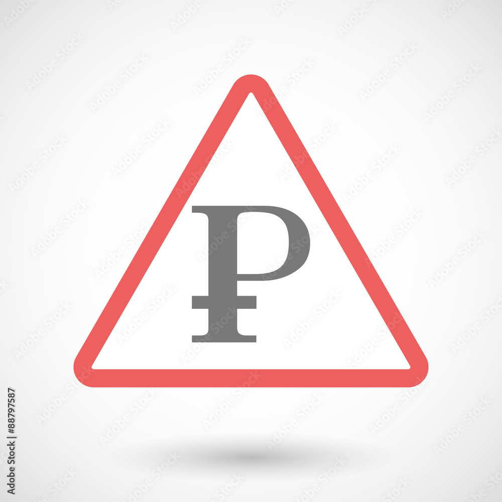 Warning signal with a ruble sign Warning signal with a ruble sign
