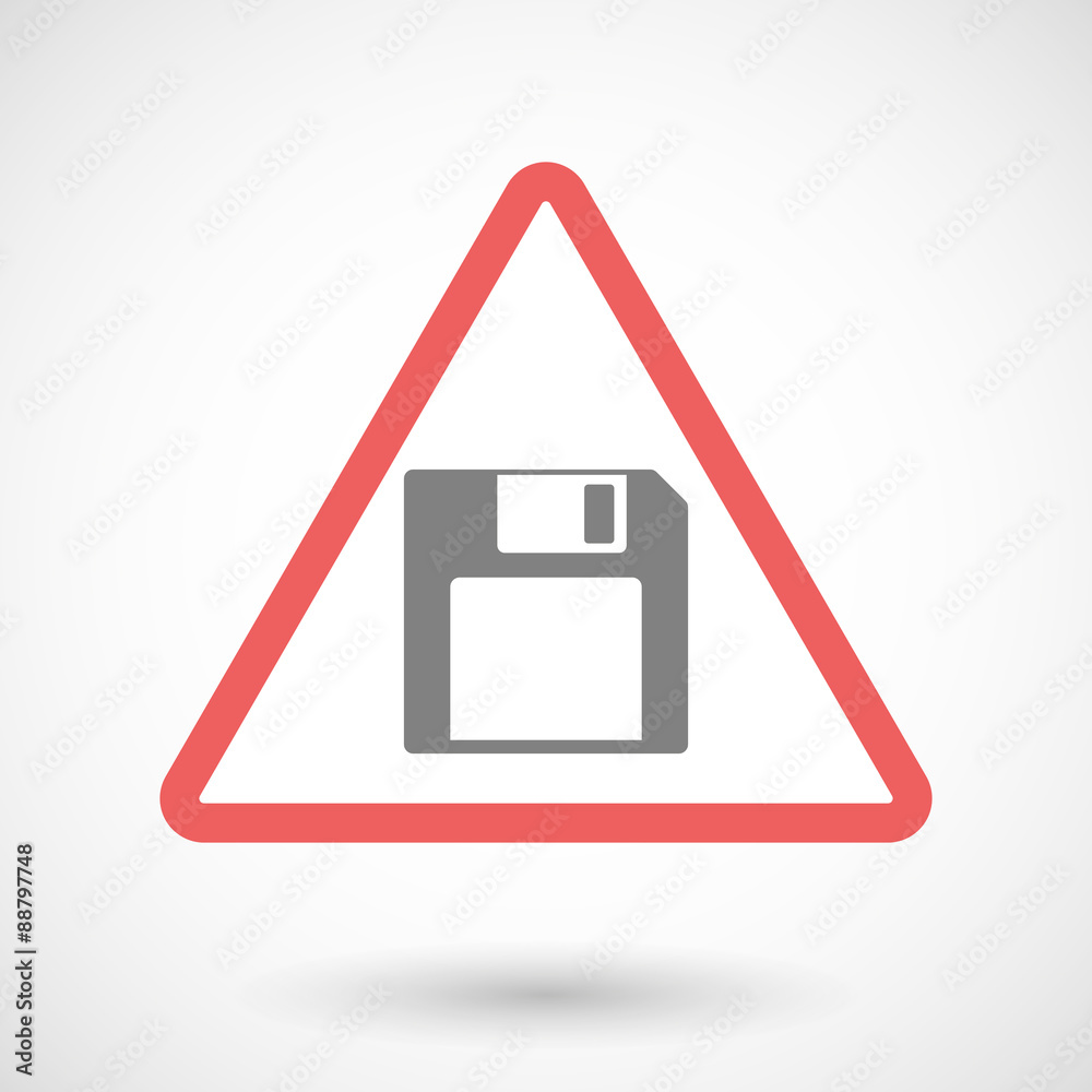 Warning signal with a floppy disk Warning signal with a floppy disk