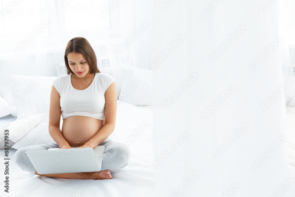 Pregnant Woman Using Laptop Computer Pregnant Woman Using Laptop Computer