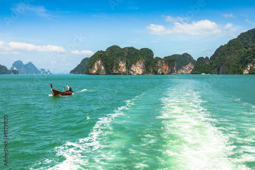Rock islands in a Phang Nga Bay, Thailand View from boat.