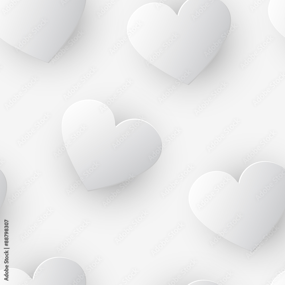 White paper hearts seamless pattern White paper hearts seamless pattern