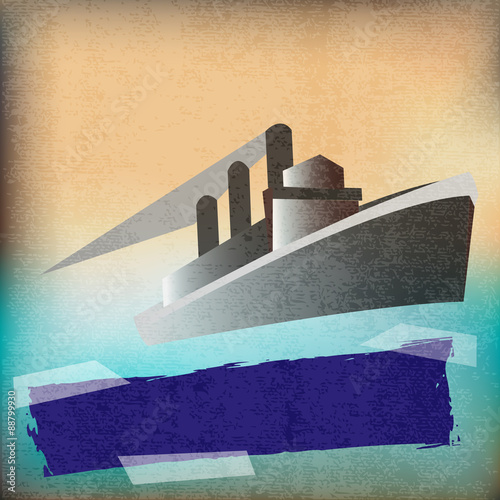 Deco style vintage poster for a Cruise Liner
