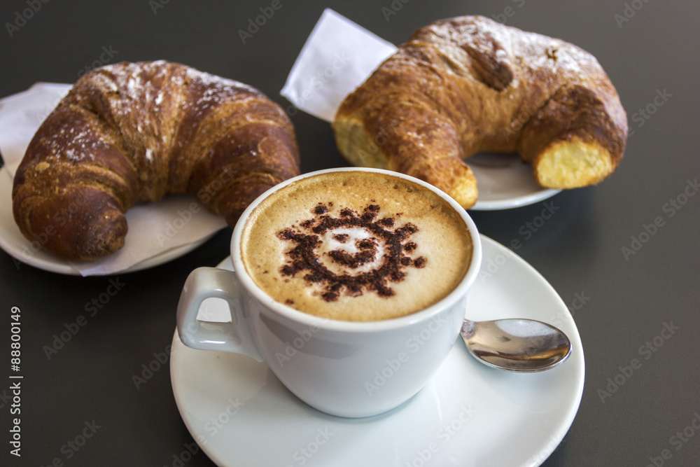 Croissants with coffee in Praiano, Italy Croissants with coffee in Praiano, Italy