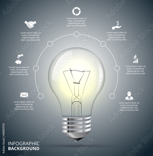 Vector light bulb with circle for infographic.