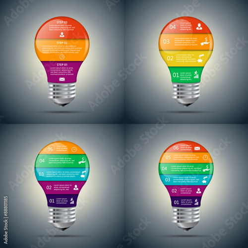 Vector lightbulb set for infographic. 