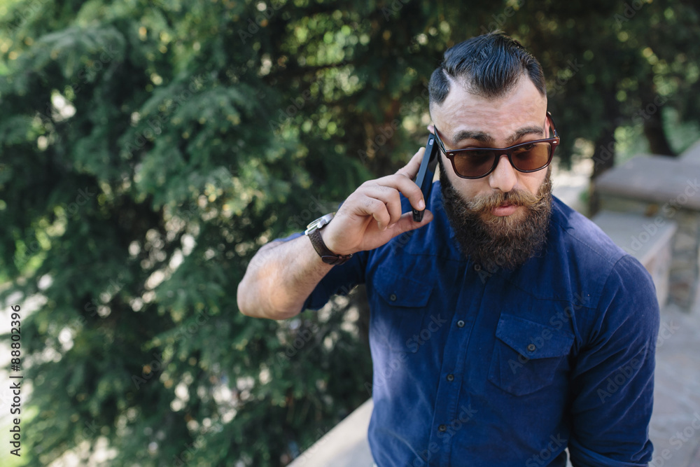 bearded speaks by phone bearded speaks by phone