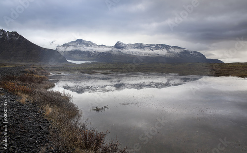 Lake, Snow Mountain, Countryside in Iceland.