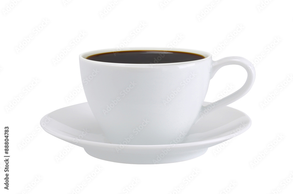 white cup of coffee isolated on white