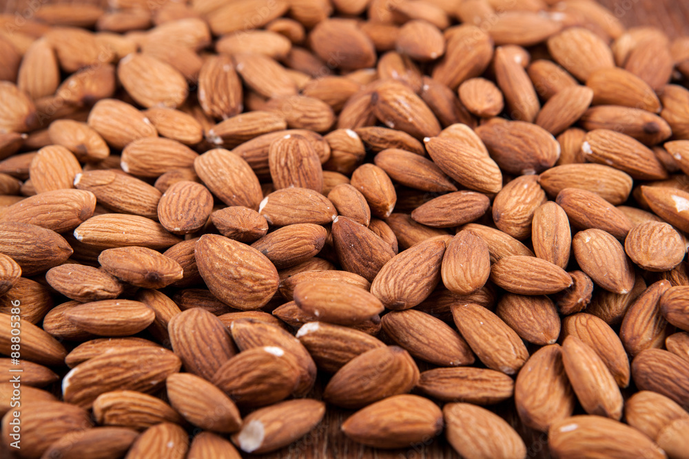 Grain almonds on close up Grain almonds on close up