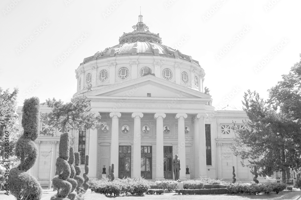 Majestic architecture of the Romanian Athenaeum in Bucharest, Romania Majestic architecture of the Romanian Athenaeum in Bucharest, Romania