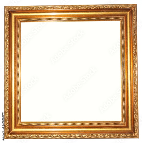 Old gold frame isolated on white