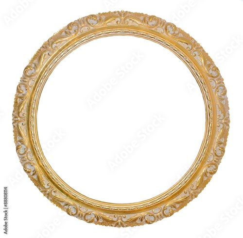 Old gold frame isolated on white