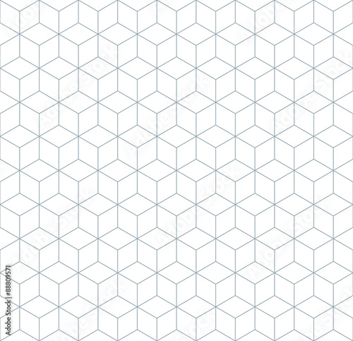 Vector seamless soft white geometric cube tracery pattern