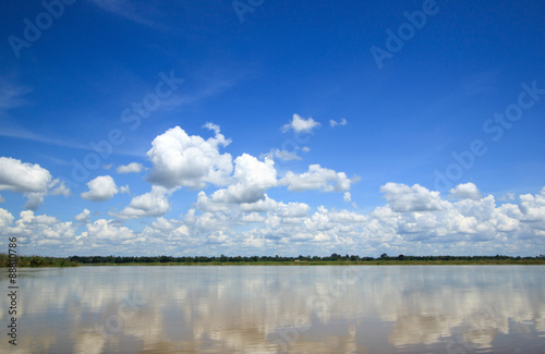 Beautiful tropical river under the blue sky. © phadungsakphoto