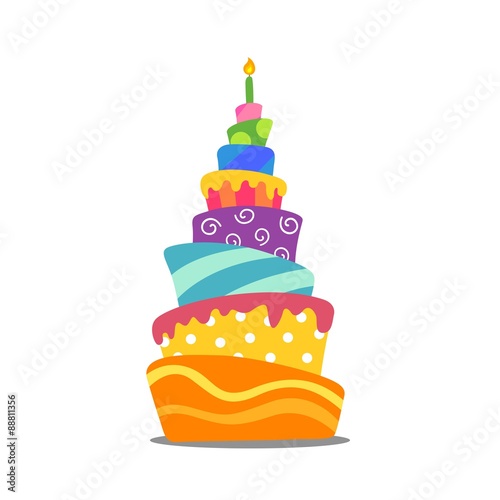 Vector Illustration of a Colorful Abstract Birthday Cake