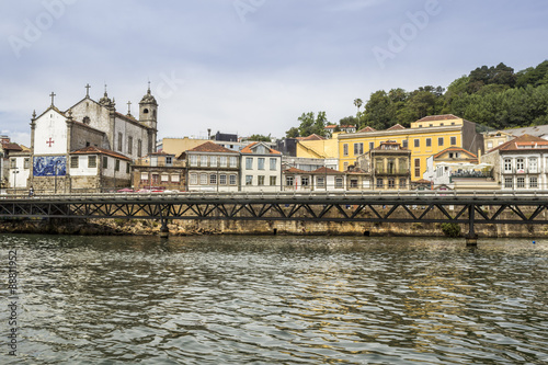 Panoramic from Douro river tour boat, view of Church Of Massarelos photo