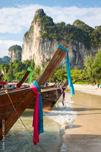 Traditional Thai boat on Railay beach