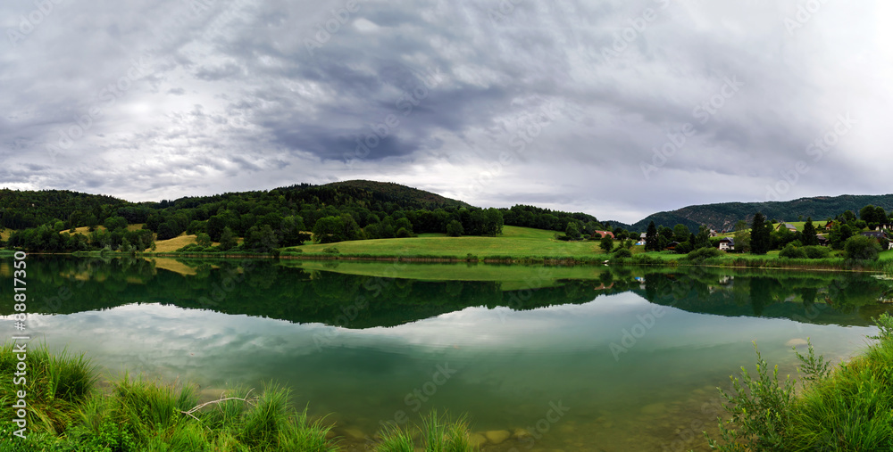 Beautiful lake panoramic view, Alps Beautiful lake panoramic view, Alps