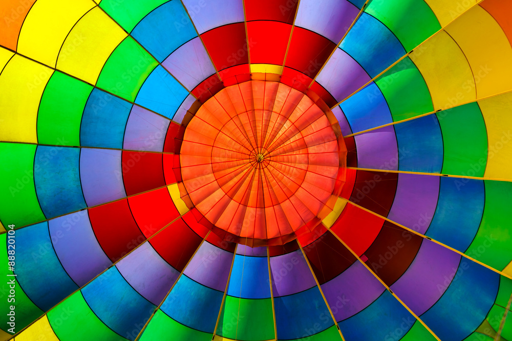 Obraz premium Colorful hot air balloon from inside.