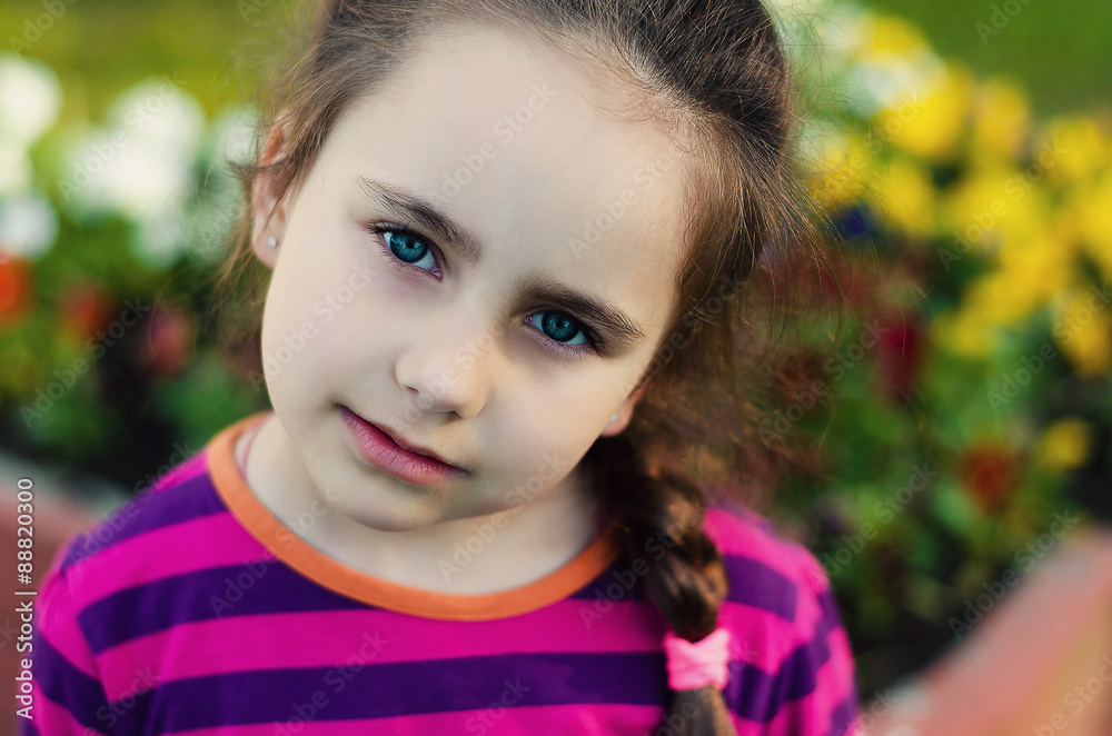 Cute little girl on the meadow in summer day Cute little girl on the meadow in summer day