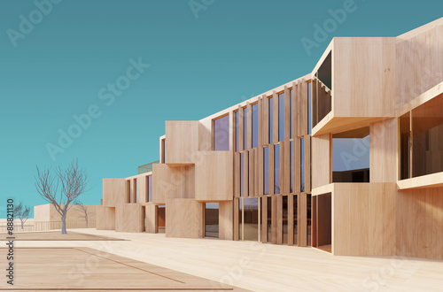 Fototapeta Naklejka Na Ścianę i Meble -  Modern house 3d wood model