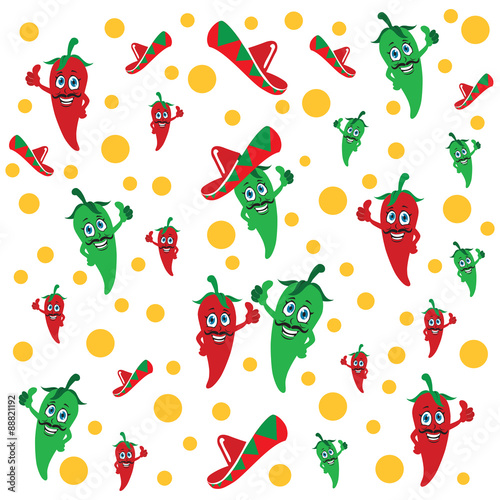 Peppers seamless pattern on white background
