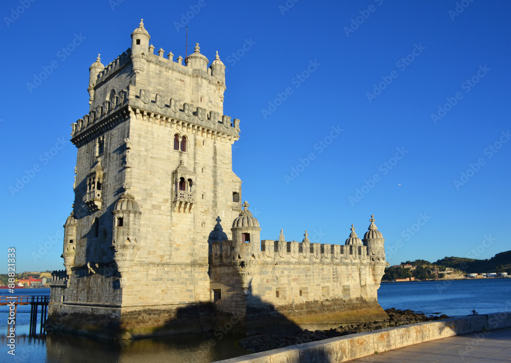 Torre de Belem, Belem Tower on the Tagus river in Lisbon, Portugal