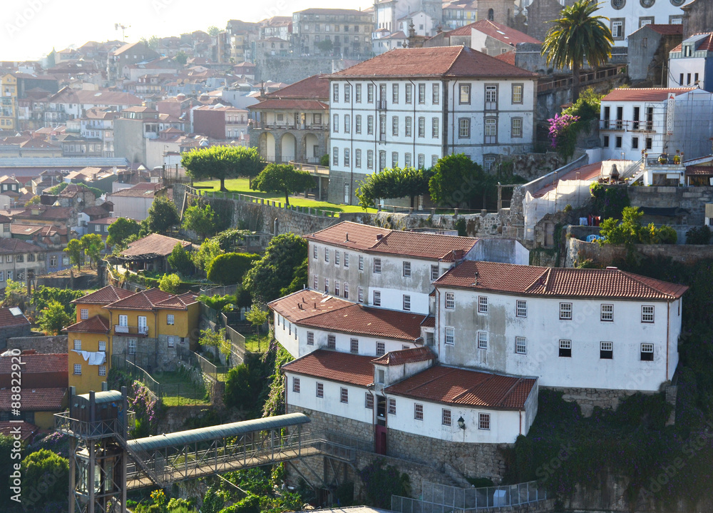 View of Porto city at the riverbank, Portugal