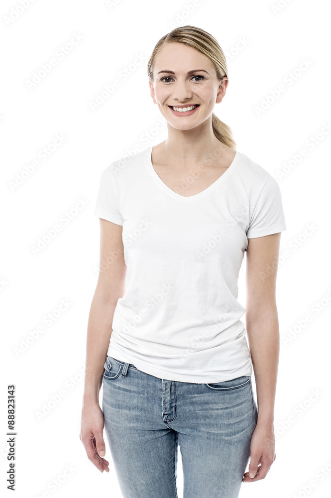 Smiling pretty girl posing to camera Smiling pretty girl posing to camera