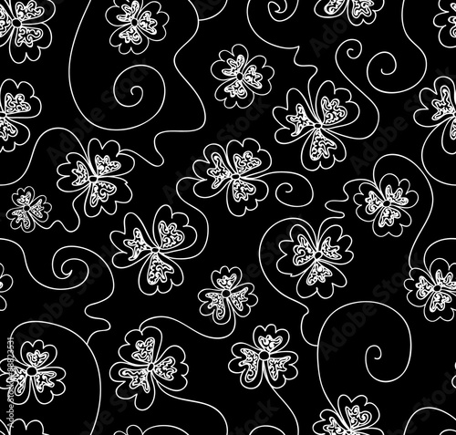 Beautiful vector seamless pattern with figured flowers