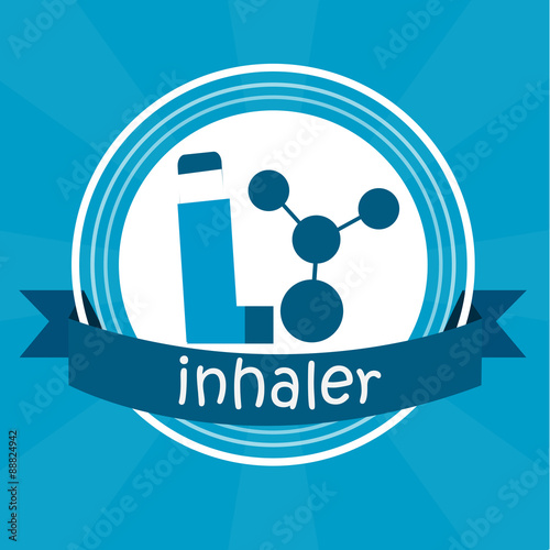 inhaler illustration over blue color background