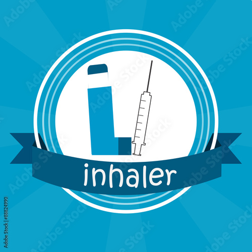 inhaler illustration over blue color background