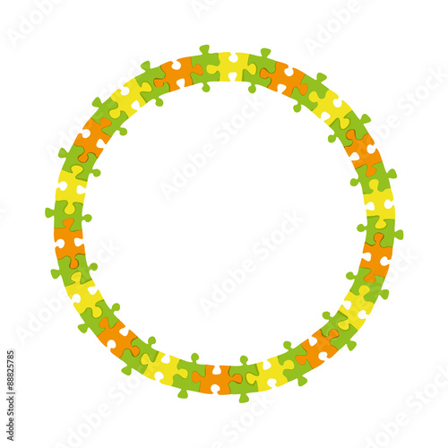 abstract colorful jigsaw puzzle blank circle frame wheel business vector background