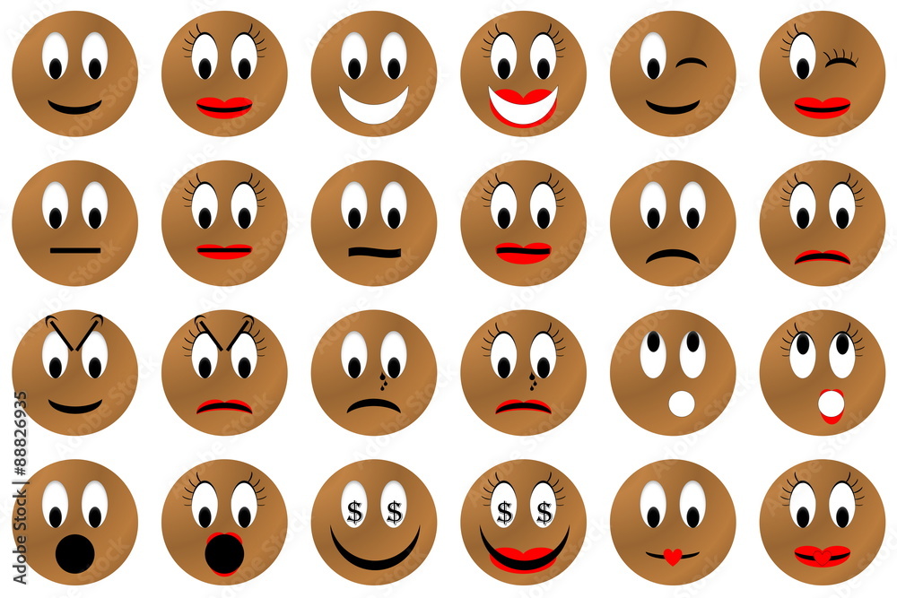 Brown emoticons set or collection Brown emoticons set or collection