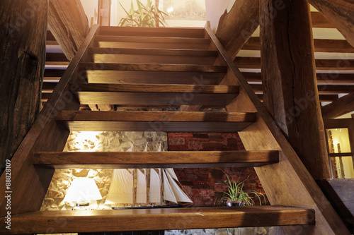 Tableau sur toile escalier en chêne