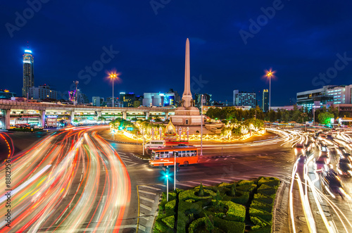 Cityscape twilight of Victory monument in central Bangkok Thaila