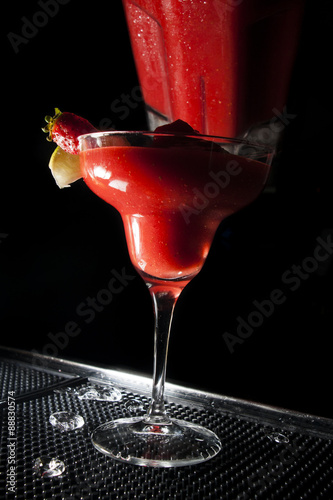 preaparing strawberry puree coctail  photo