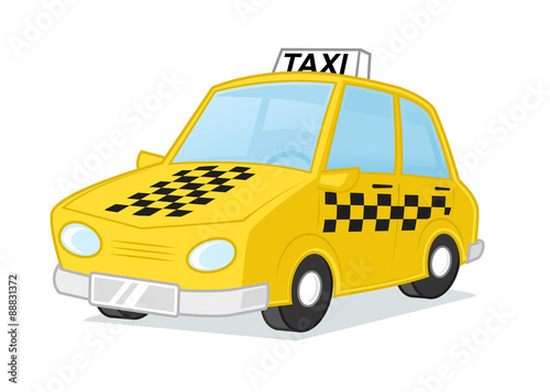 Yellow taxi cab car cartoon illustration