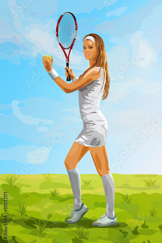 Young tennis player woman