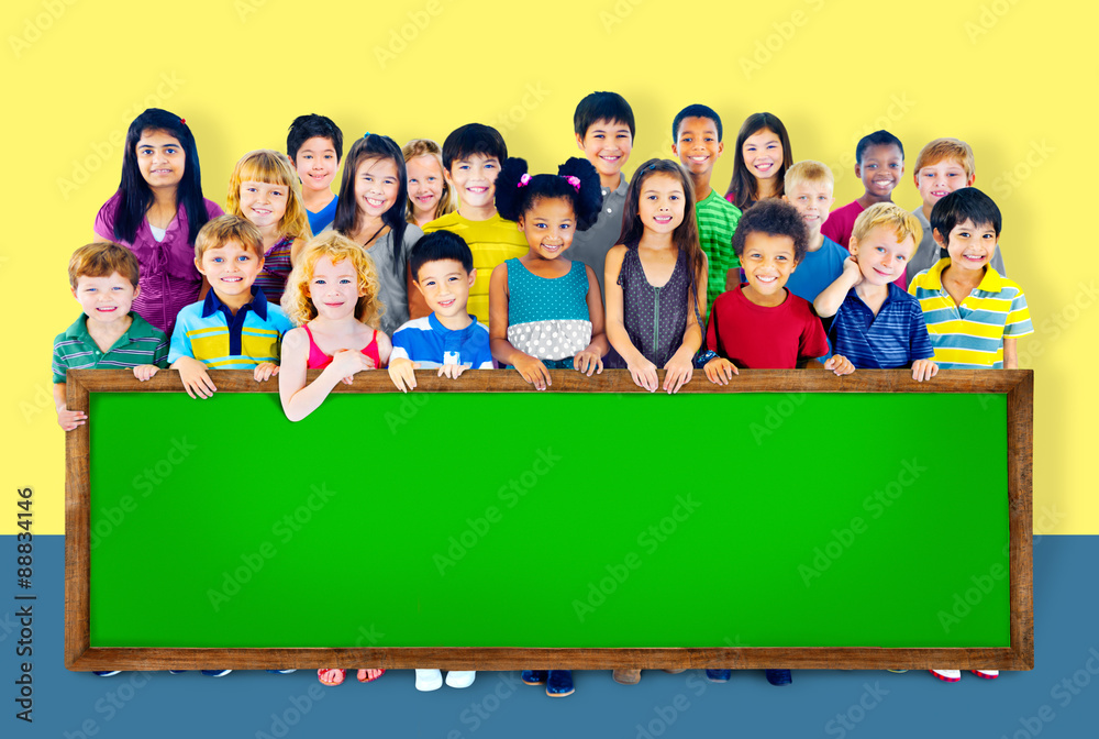 Diversity Friendship Group of Kids Education Blackboard Concept Diversity Friendship Group of Kids Education Blackboard Concept